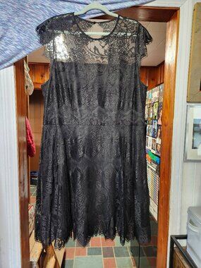 BB Dakota Plus Size 20W Black Lace Fit & Flare Dress Eyelash Lace